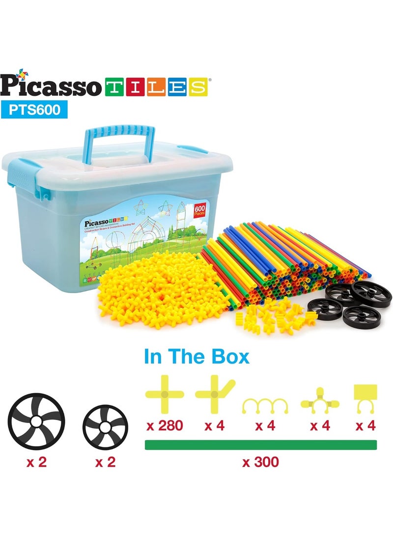 PicassoTiles Construction Straw and Connector Building Set 600-Pieces | Colorful & Flexible Straw for Creativity | STEM Toy | Educational & Learning Toy | Enhance Problem-solving Skills & Fine Motor Skills | Improves Coordination & Creativity | Gift for Kids and Toddlers - Image 3
