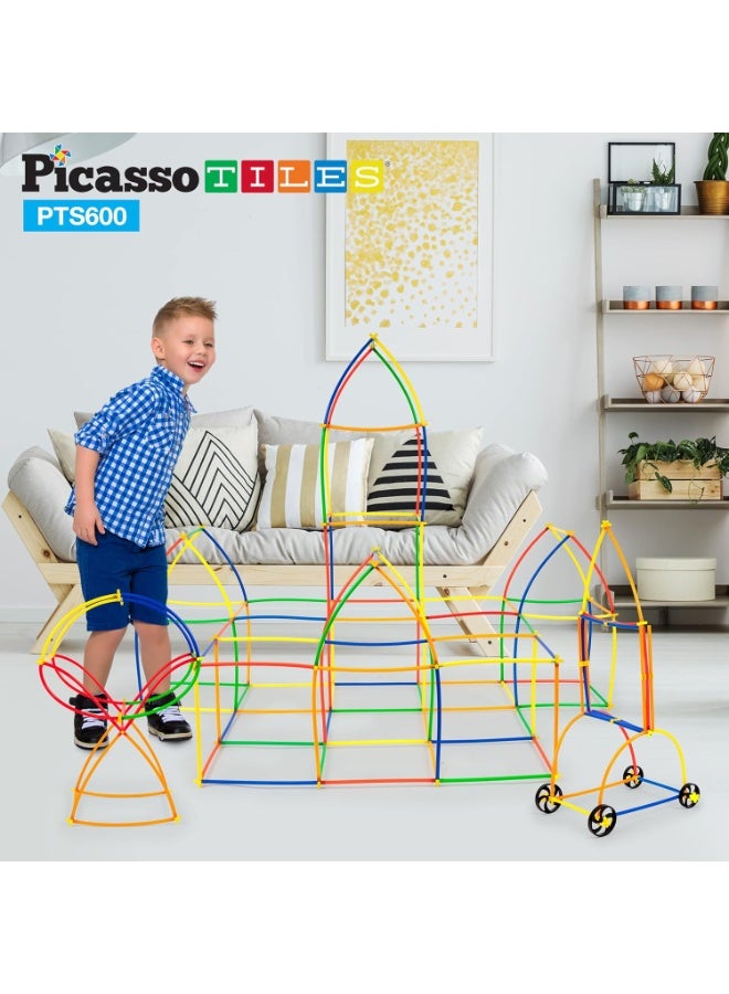 PicassoTiles Construction Straw and Connector Building Set 600-Pieces | Colorful & Flexible Straw for Creativity | STEM Toy | Educational & Learning Toy | Enhance Problem-solving Skills & Fine Motor Skills | Improves Coordination & Creativity | Gift for Kids and Toddlers - Image 5