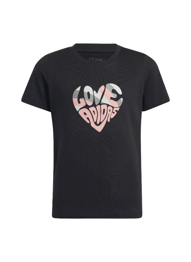 اديداس adidas Xpress Girls Black Training T-Shirts 7-8Y