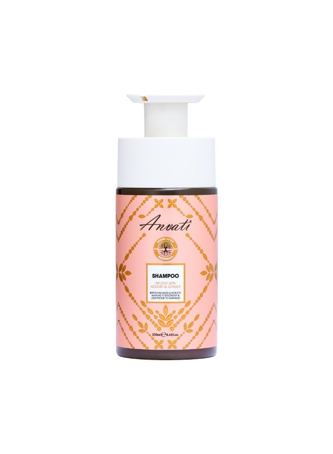 Anvati Keratin & Ginger Shampoo 250ml | Strengthening & Nourishing Hair Shampoo for Weak, Damaged & Thinning Hair | Deep Cleansing Formula for Smooth, Shiny & Healthy-Looking Hair | Suitable for Daily Use - Image 1