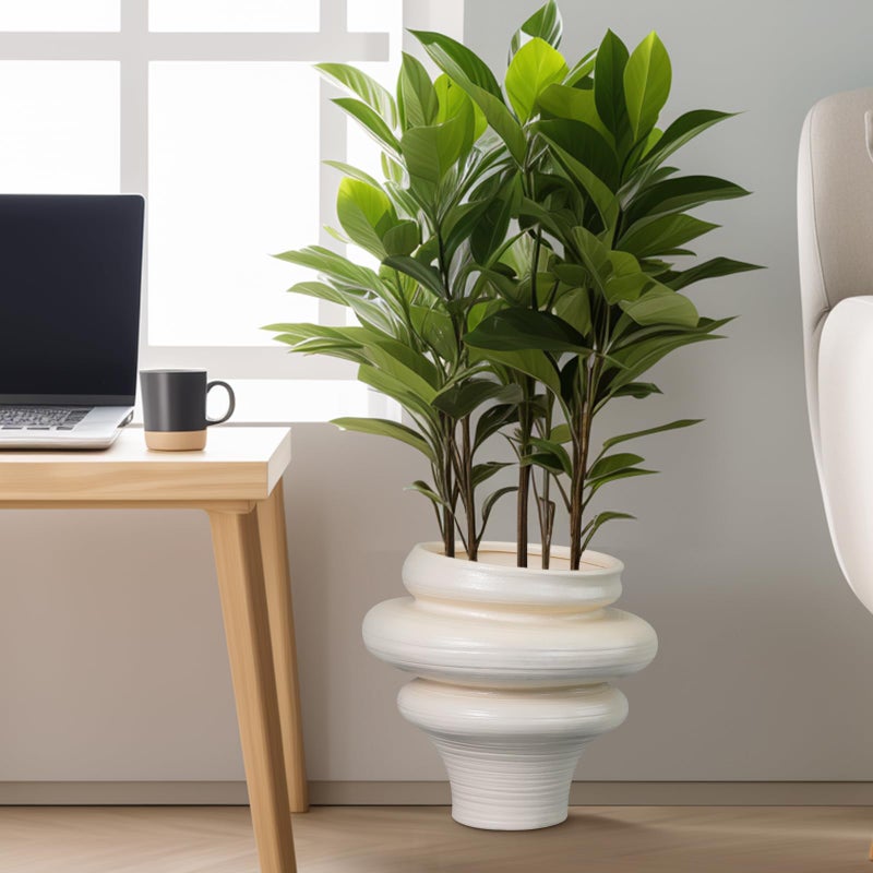 Teagas Ceramic Bonsai Planters 11 Inch - Pots for Plants Indoor Outdoor, Plant Pot with Drainage Hole, Decorative Flower Pot for Home Garden Patio Office, Gift for Men Women, White - Image 4