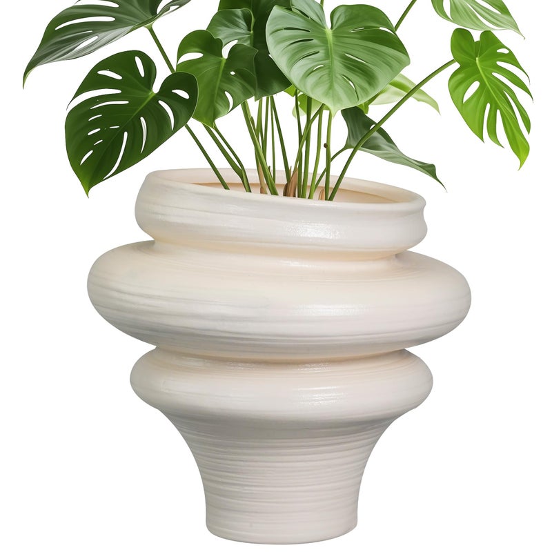 Teagas Ceramic Bonsai Planters 11 Inch - Pots for Plants Indoor Outdoor, Plant Pot with Drainage Hole, Decorative Flower Pot for Home Garden Patio Office, Gift for Men Women, White - Image 1