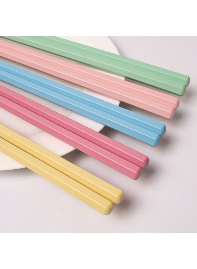 Generic - Japanese-style Alloy Chopsticks Hexagonal Non-slip Macaron Color Household Meal Sharing One Person Chopsticks Community Group Purchase In Stock Wholesale-Color:Peach-Specifications:22.5 [macaron Hexagonal Chopsticks]] - Image 1