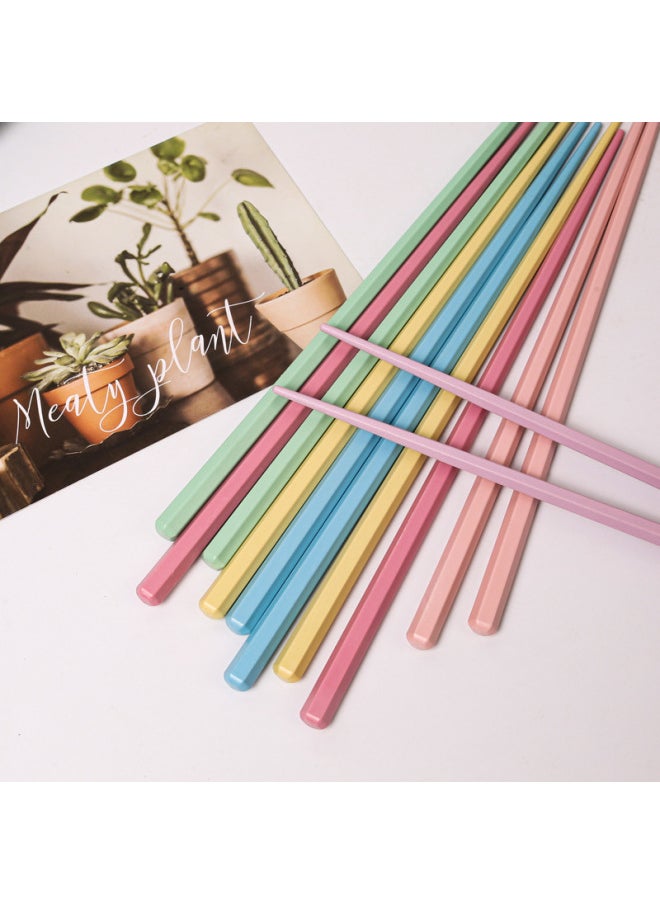 Generic - Japanese-style Alloy Chopsticks Hexagonal Non-slip Macaron Color Household Meal Sharing One Person Chopsticks Community Group Purchase In Stock Wholesale-Color:Peach-Specifications:22.5 [macaron Hexagonal Chopsticks]] - Image 1