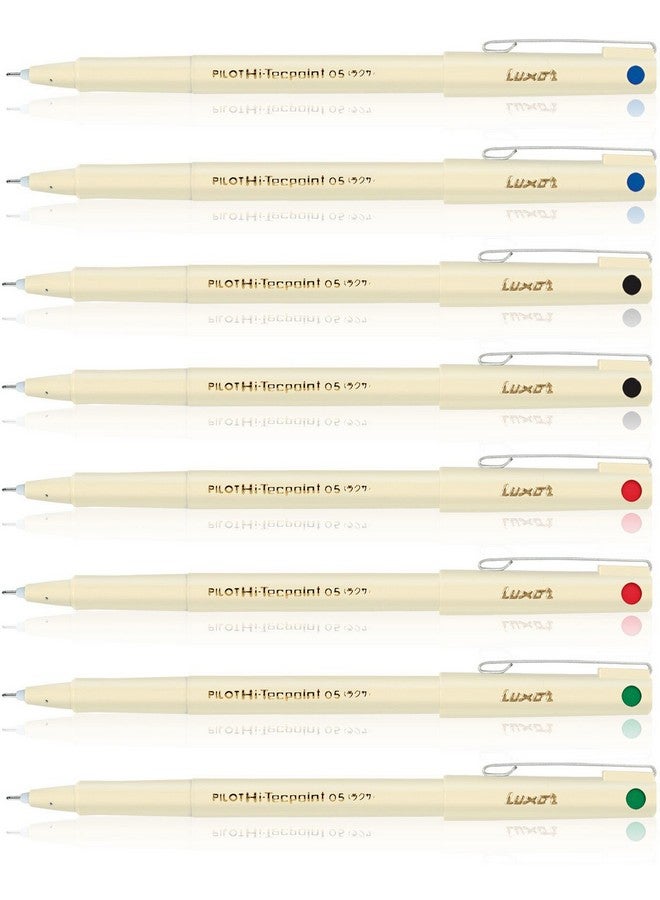 بايلوت قلم بايلوت هاي-تيك بوينت ٠٥ (أزرق/أسود/أحمر/أخضر - عبوة من ٨ قطع)