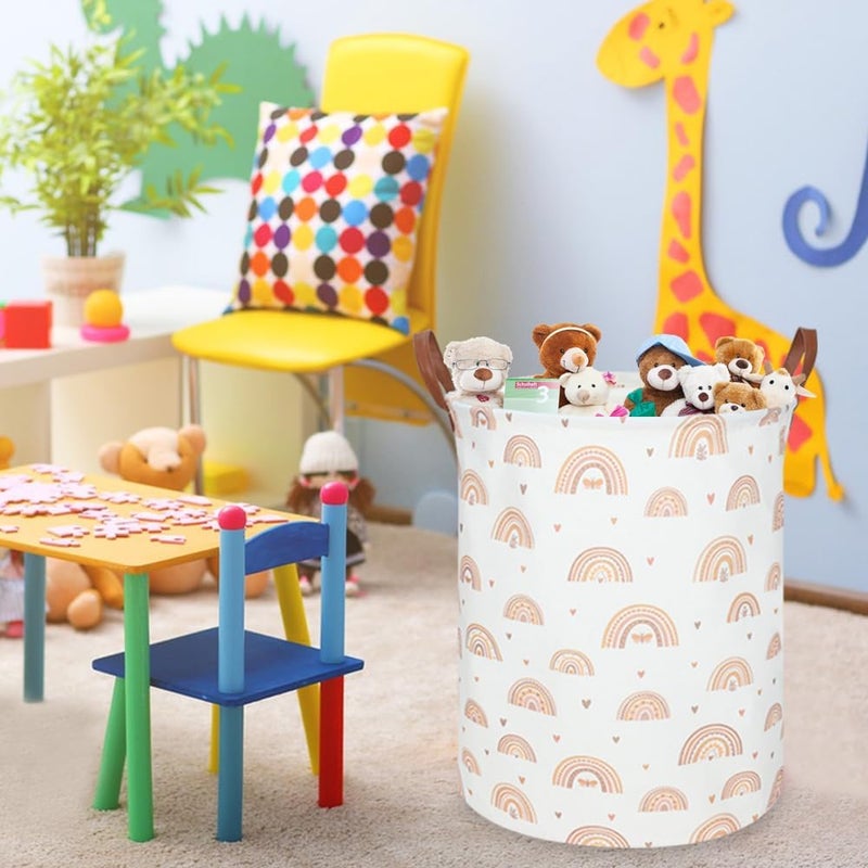 FXOCSHE Boho Rainbow Laundry Hamper,Girls Laundry Hamper,Waterproof foldable canvas laundry basket,Baby Nursery Hamper,Gift Basket,Room Decor(Rainbow) - Image 4