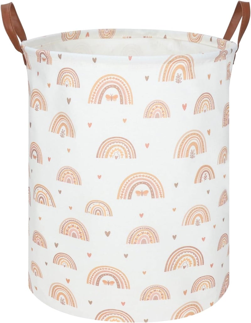 FXOCSHE Boho Rainbow Laundry Hamper,Girls Laundry Hamper,Waterproof foldable canvas laundry basket,Baby Nursery Hamper,Gift Basket,Room Decor(Rainbow) - Image 1