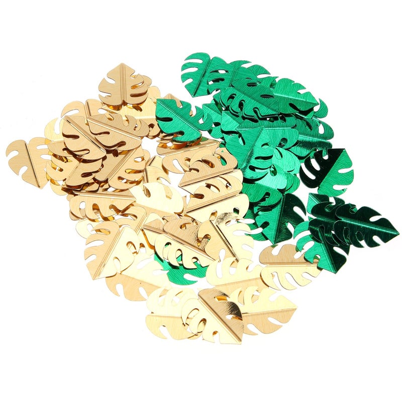 Monstera Leaf Confirti Mix Emerald Green Metallic Tropical Party Sprinkles For Wedding Birthday Luau 4 Bags - Image 2