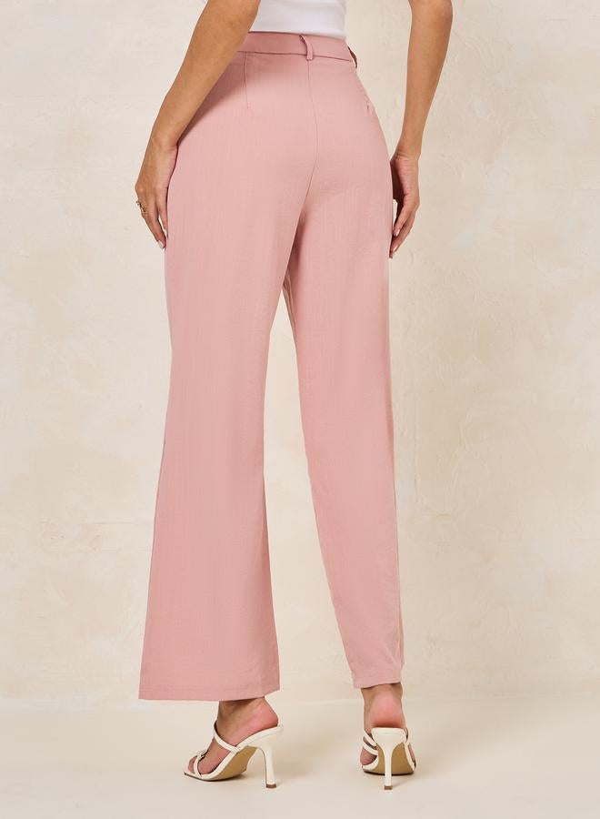 Styli Solid Flap Detail Straight Leg Pants - Image 4