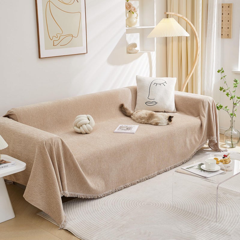 MEETSKY Couch Covers for 3 Cushion Couch Sofa Furniture Covers Pet Sofa Covers for Living Room Washable Sectional Sofa Couch Covers for Dogs Couch Protector 91 x 134 Khaki