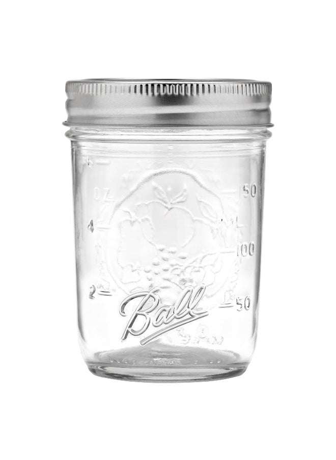 Ball - 12-Piece Dishwasher Safe Glass Mason Jar Set Clear and Silver 236 ml 60000ZFP - Image 1