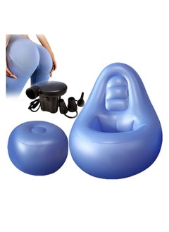 Chair After Surgery With Hole,Inflatable Chair Sofa With Ottoman + Air Pump,For Sitting,Sleeping,Pregnancy And Relaxation-Heal In Comfort,Blue
