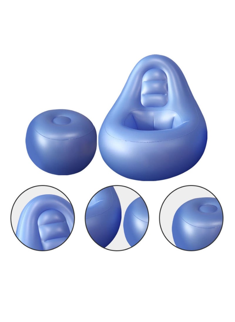 Hihonor - Chair After Surgery With Hole,Inflatable Chair Sofa With Ottoman + Air Pump,For Sitting,Sleeping,Pregnancy And Relaxation-Heal In Comfort,Blue - Image 1