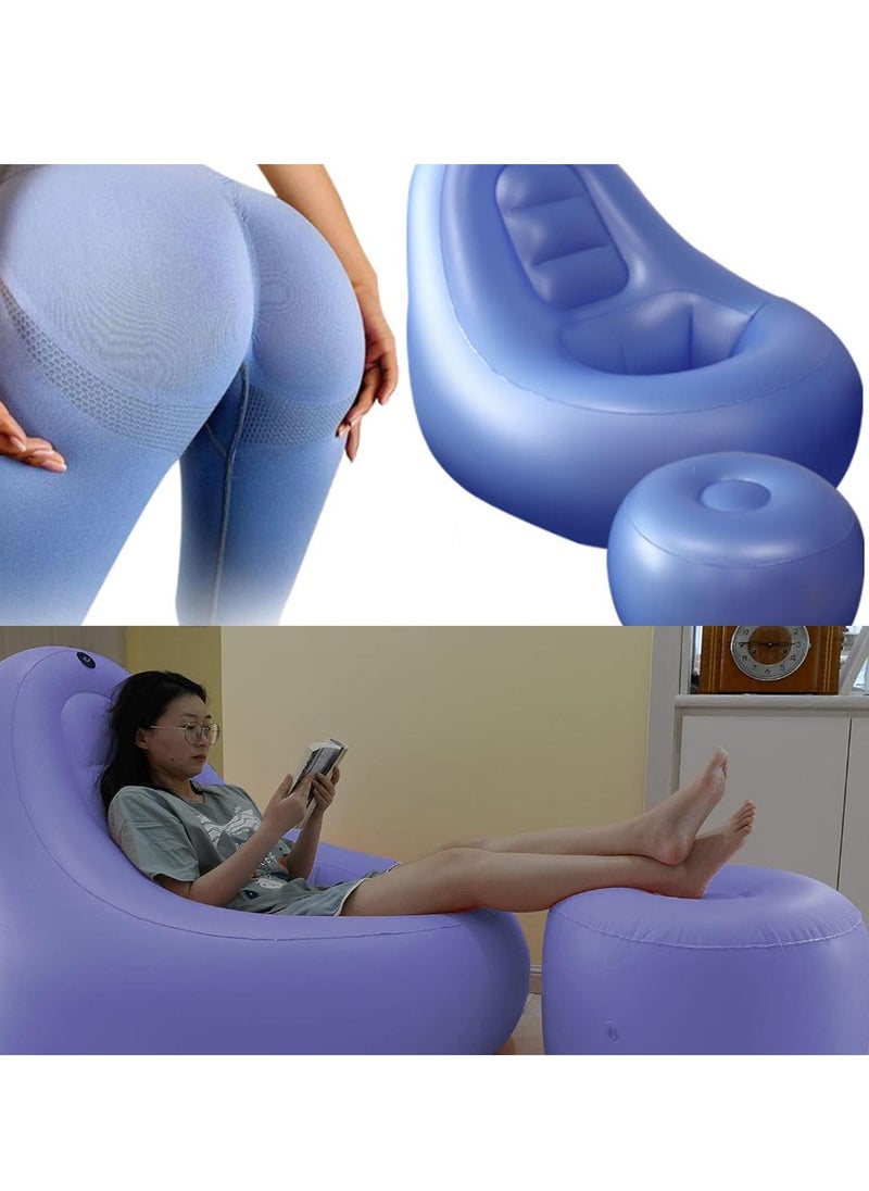 Hihonor - Chair After Surgery With Hole,Inflatable Chair Sofa With Ottoman + Air Pump,For Sitting,Sleeping,Pregnancy And Relaxation-Heal In Comfort,Blue - Image 1