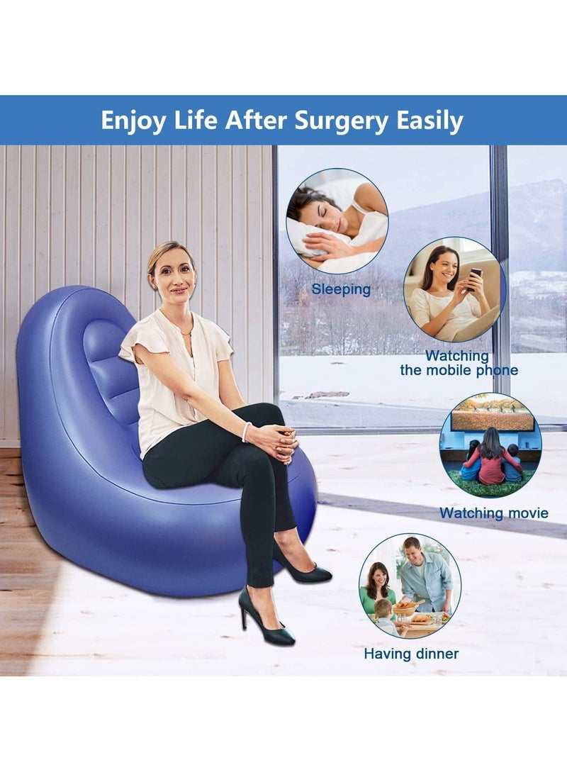 Hihonor - Chair After Surgery With Hole,Inflatable Chair Sofa With Ottoman + Air Pump,For Sitting,Sleeping,Pregnancy And Relaxation-Heal In Comfort,Blue - Image 1