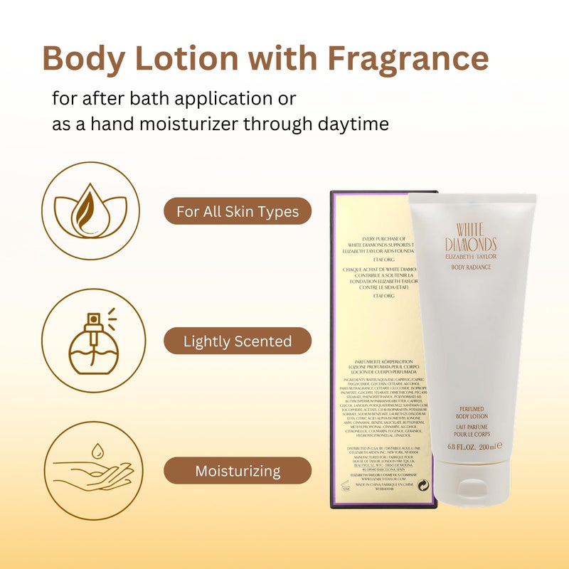 Elizabeth Taylor White Diamonds Perfumed Body Lotion for Women, 6.8-Ounce - Image 4