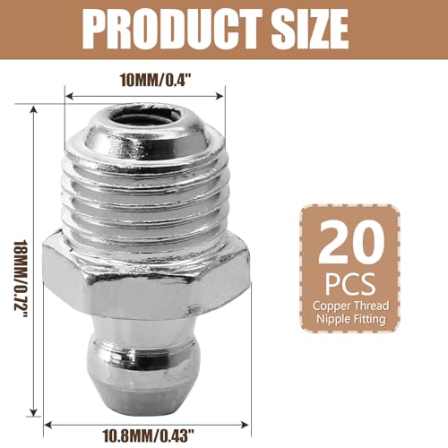 LDEXIN 20pcs M10 Straight Hydraulic Grease Fitting Assortment Kit Zerk Fitting Nipple Nozzle 10mm x 1mm Male Thread - Image 3