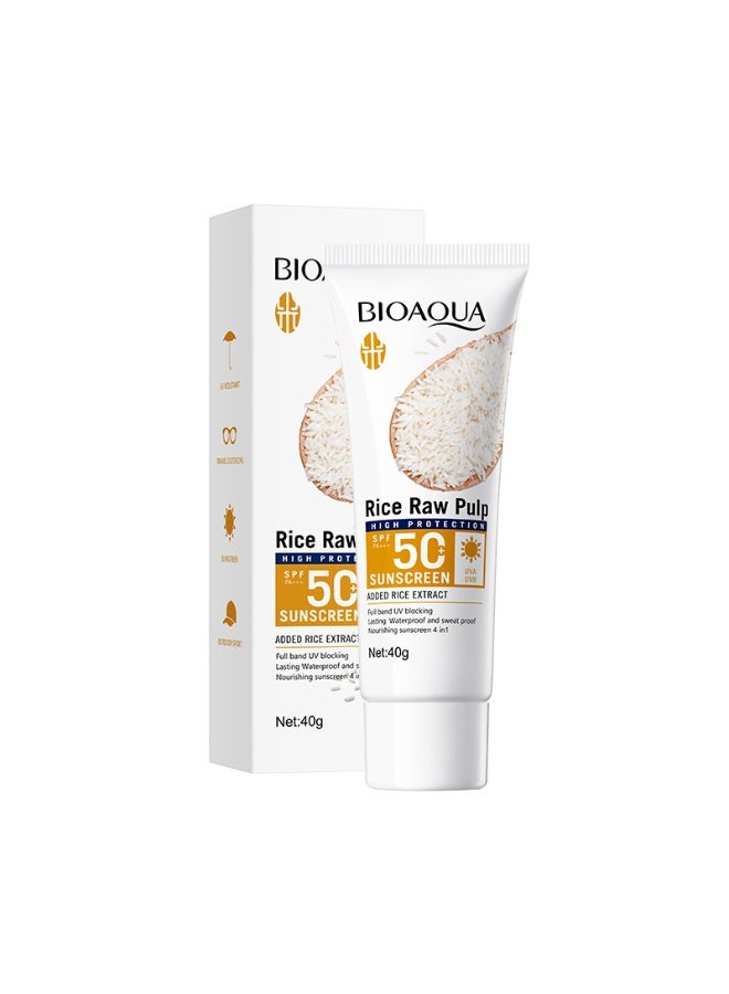 بايو أكوا 🌾✨【واقي شمس الأرز BIOAOUA】SPF50+ PA+++ حماية من الأشعة فوق البنفسجية | واقي شمس طبيعي وغير دهني للوجه | مرطب وصديق للحجاب للبشرة الحساسة - Image 1