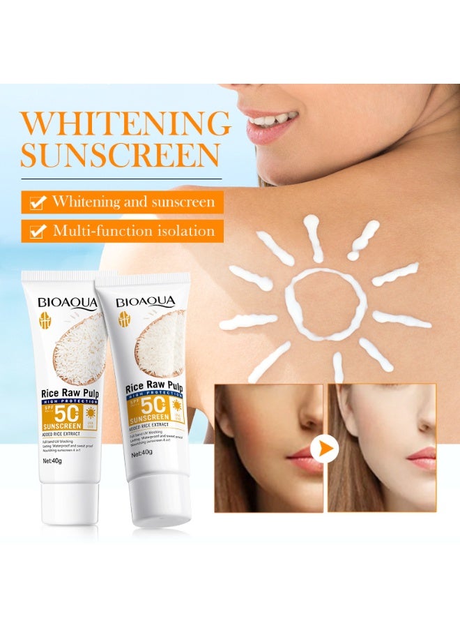 بايو أكوا 🌾✨【واقي شمس الأرز BIOAOUA】SPF50+ PA+++ حماية من الأشعة فوق البنفسجية | واقي شمس طبيعي وغير دهني للوجه | مرطب وصديق للحجاب للبشرة الحساسة - Image 2