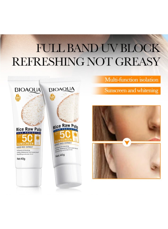 بايو أكوا 🌾✨【واقي شمس الأرز BIOAOUA】SPF50+ PA+++ حماية من الأشعة فوق البنفسجية | واقي شمس طبيعي وغير دهني للوجه | مرطب وصديق للحجاب للبشرة الحساسة - Image 5