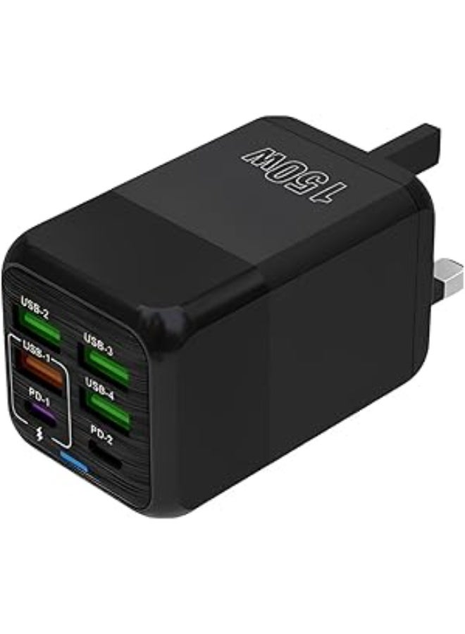 150W 6 Ports Pd QC 4.0 USB C Fast Charger Wall Adapter Super Fast Charging - Image 1
