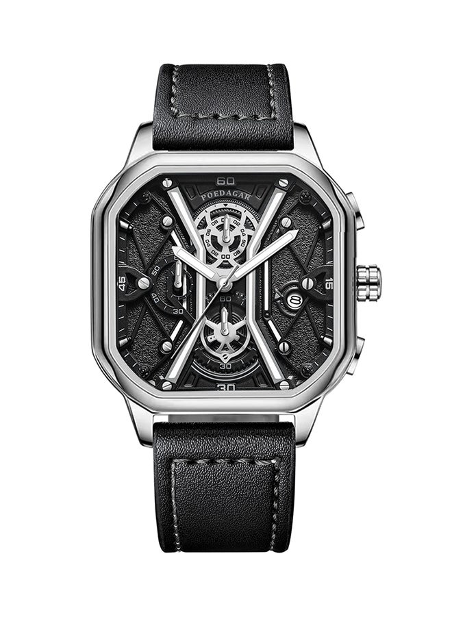 POEDAGAR - Unique Multifunction RectangularDesign Watch for Men - 49222 - Image 1
