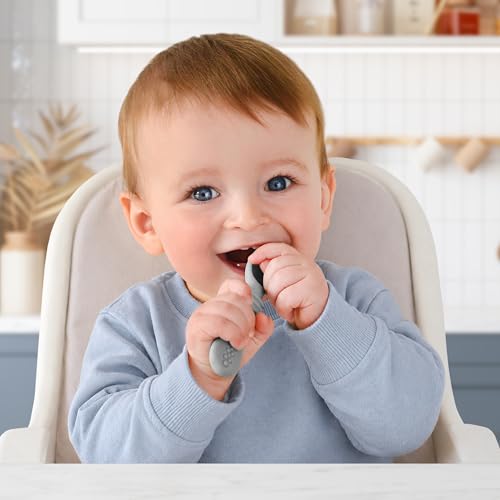 PrimaStella Silicone Chew Spoon Set for Babies and Toddlers | Safety Tested | BPA Free | Baby Spoon 6 Pack (Earth Tones) - Image 3