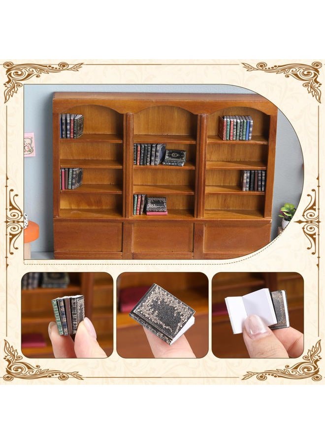 Chivertion 1:12 Scale Dollhouse Miniature Wooden Bookshelf with 48 Pcs Miniatures Books, Mini Bookcase Tiny Books for Dollhouse Mini Library Furniture Christmas Decoration Gift(Brown) - Image 3