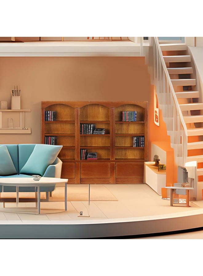 Chivertion 1:12 Scale Dollhouse Miniature Wooden Bookshelf with 48 Pcs Miniatures Books, Mini Bookcase Tiny Books for Dollhouse Mini Library Furniture Christmas Decoration Gift(Brown) - Image 4