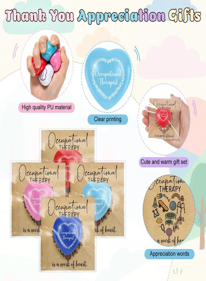 Arrowbash 10 Set Occupational Therapy Gifts Bulk Heart Stress Balls Ot Month Appreciation Card for Ot Therapist Coworker Team Graduation Birthdays Holidays Party Favors - Image 3