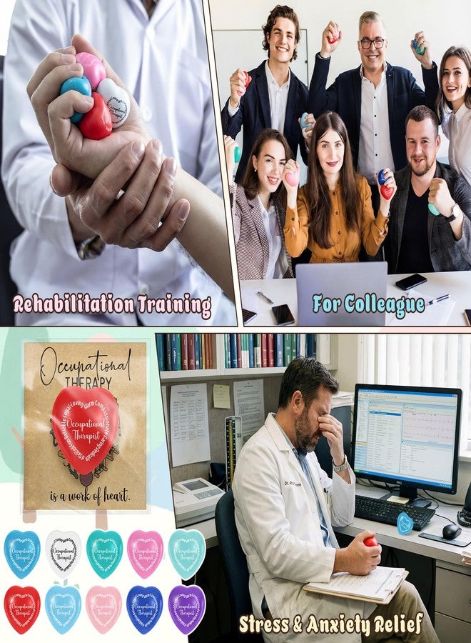 Arrowbash 10 Set Occupational Therapy Gifts Bulk Heart Stress Balls Ot Month Appreciation Card for Ot Therapist Coworker Team Graduation Birthdays Holidays Party Favors - Image 5