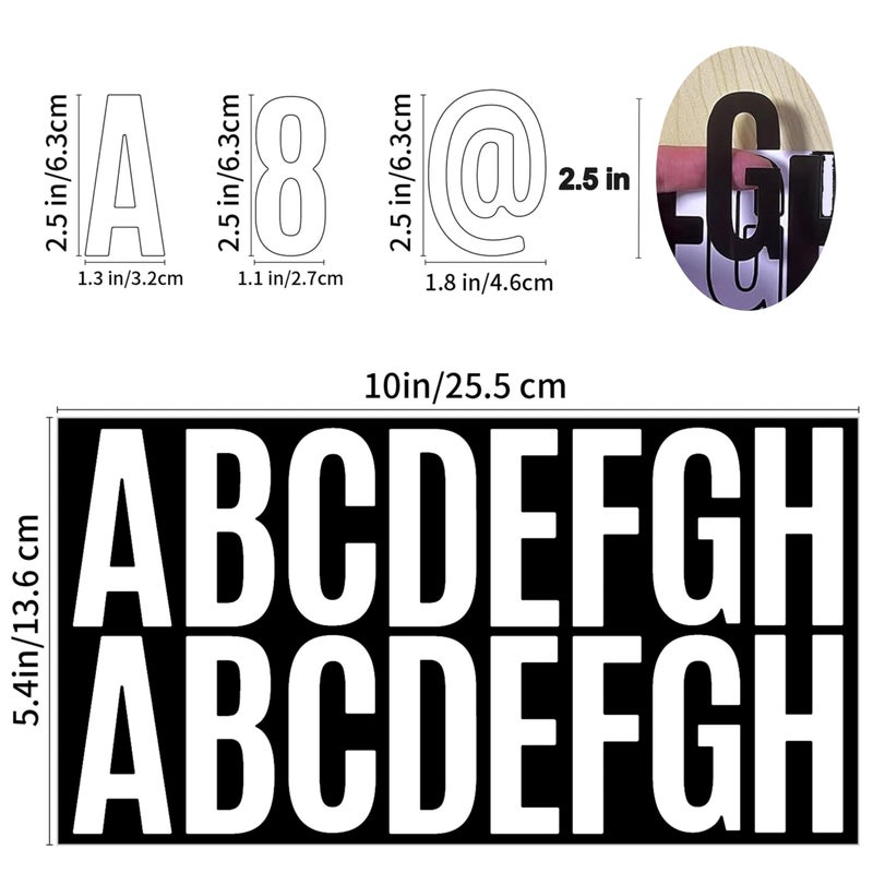 AVERZELLA 24 Sheets 400 PCS 2.5 inch Large Vinyl Letter Stickers for Outdoor White  Big Alphabet Stickers Mailbox Numbers Stickers for Poster  Bulletin Board  Letter Board Sign  Truck  Fabric  Craft (2.5 ""  White) - Image 5