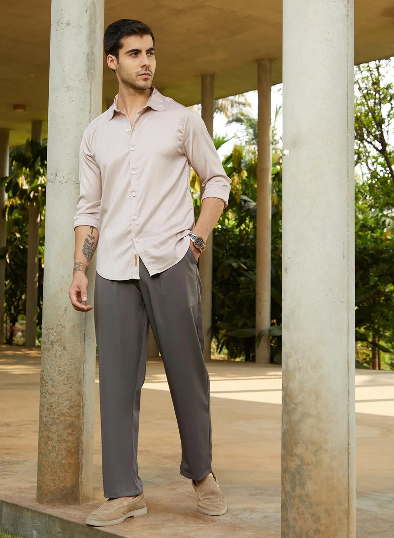 كامبوس سوترا Men's Off-White Brushed-Tactile Shirt