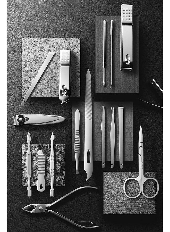 wolpin 16 Pcs Manicure Kit Set Nail Clippers Pedicure Kit Stainless Steel Manicure Kit Professional Grooming Kit Scissors Acne Needle Blackhead Tool With Travel Case - Image 3
