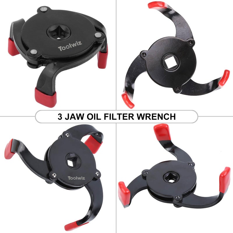 Toolwiz Universal Oil Filter Wrench 3 Jaw Adjustable Oil Filter Removal Tool One Way Change Tool Removing from 2-3/8'' to 3-7/8'' 60mm - 98mm - Image 4