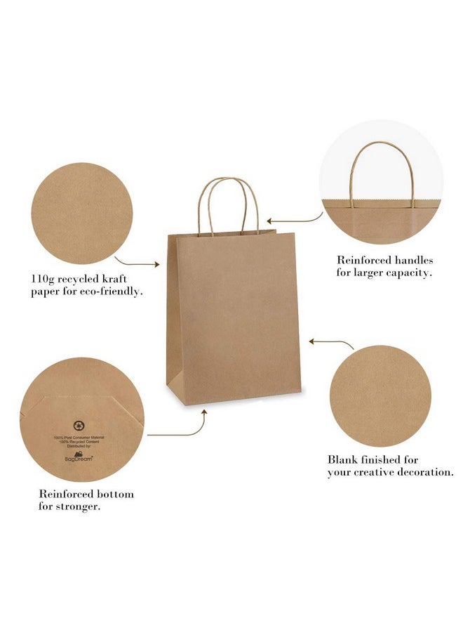 BagDream - BagDream Gift Bags 8x4.25x10.5 100Pcs Paper Gift Bags Medium Size Brown Paper Bags with Handles Bulk Wedding Party Favor Bags, Kraft Grocery Shopping Bags, Retail Merchandise Bags Gift Sacks - Image 1
