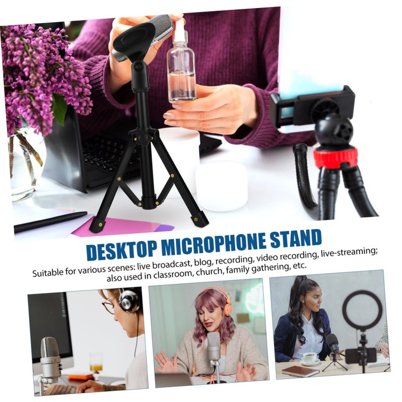 LALAFINA 1 Set Desktop Microphone Stand Durable Alloy Tripod With Clip for Studio Podcasting - Image 3