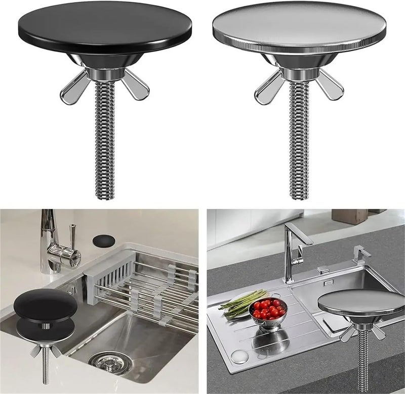 Faucet Hole Cover 4Pc Kitchen Sink Hole Cover Faucet Stainless Steel Tap Plate Stopper Blanking Metal Plug(Black) - Image 2