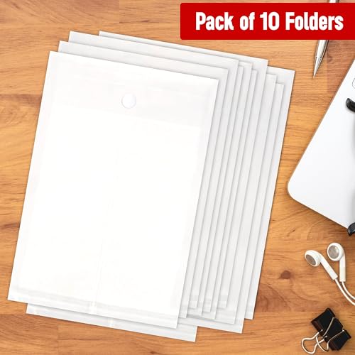 True Flair Trueflair Transparent Button File Bags with Top Opening, Water Resistant, Capacity – Can Hold A4 Size 140 Sheets (10) - Image 5