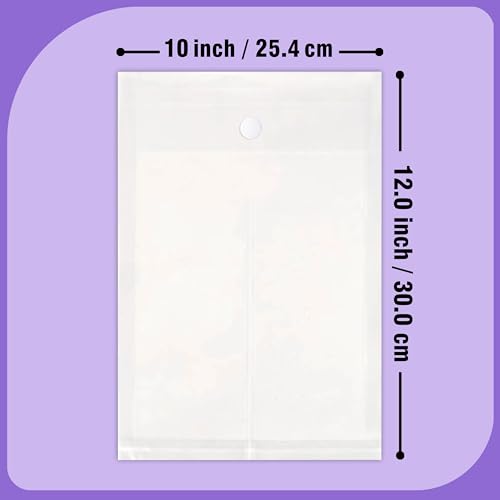 True Flair Trueflair Transparent Button File Bags with Top Opening, Water Resistant, Capacity – Can Hold A4 Size 140 Sheets (10) - Image 3