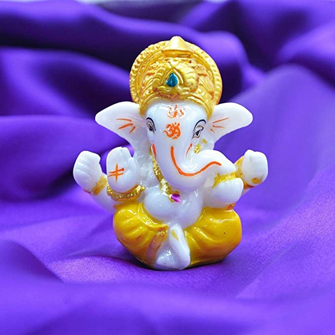 SK Lord Ganesha Idols for Home Decor and Office Decor Car Dashboard Showpiece for Living Room Showpiece for Gift Ganesh ji murti 23 x 23 Inch Multicolour Resin - Image 1