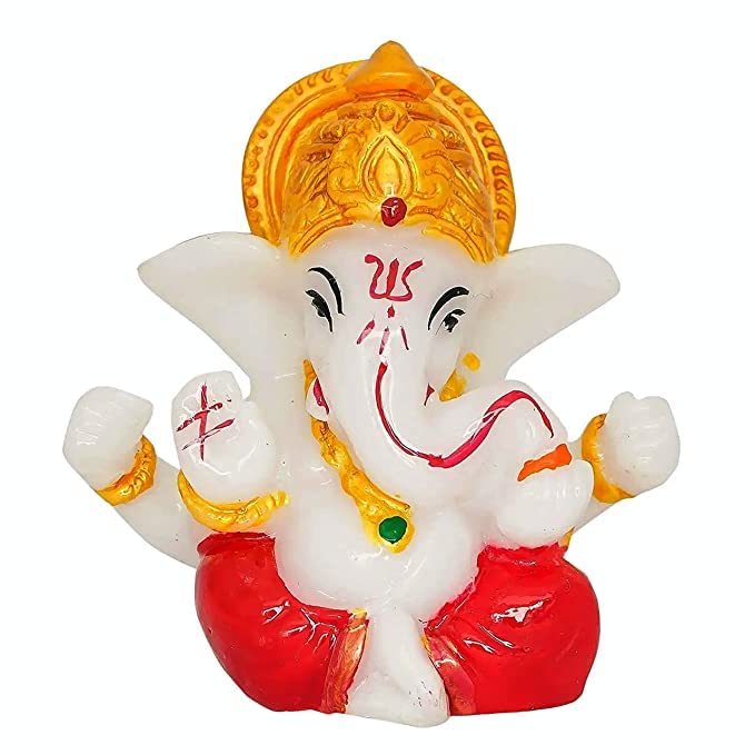 SK Lord Ganesha Idols for Home Decor and Office Decor Car Dashboard Showpiece for Living Room Showpiece for Gift Ganesh ji murti 23 x 23 Inch Multicolour Resin - Image 3