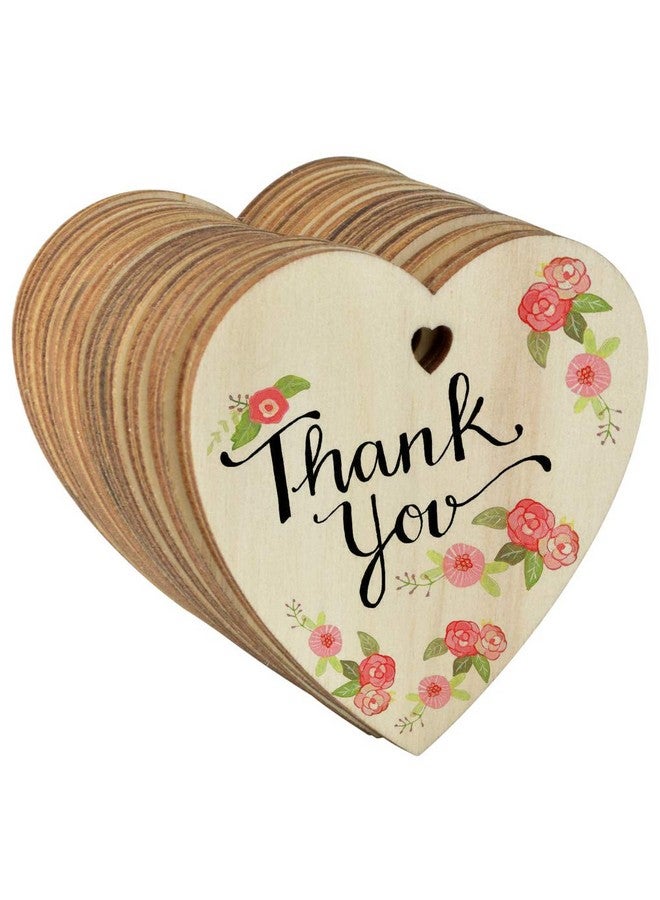 obmwang 50 Pieces 3" Natural Heart Wood Slices, Diy Wooden Ornaments Unfinished Predrilled Wooden Heart Embellishments With Natural Twine For Valentine'S Day, Wedding, Thanksgiving, Christmas - Image 3