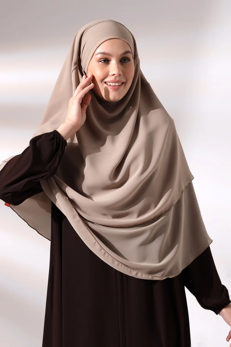 ايهفان Mink Three Layer Veiled Short Chiffon Hijab Soufflé Scarf