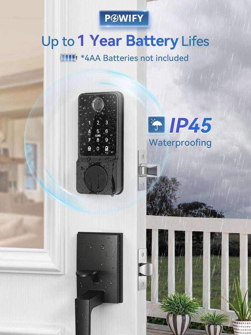 POWIFY Keyless Entry Door Lock with Handle, APP Control Smart Front Lock Set, Keypad Door Lock with Handle, Keypad Deadbolt Auto Lock, Easy to Install, Bluetooth, Black - Image 5