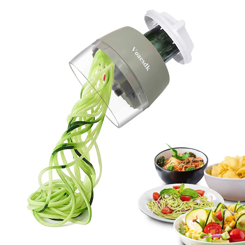 Voaesdk Handheld Spiralizer Vegetable Slicer,4 in 1 Heavy Duty Veggie Spiralizer Zucchini Spaghetti Maker,Vegatable Spiral Slicer for Salad,Carrot,Fruit,Cucumber,Zucchini,Onion Noodle Maker (Gray) - Image 1