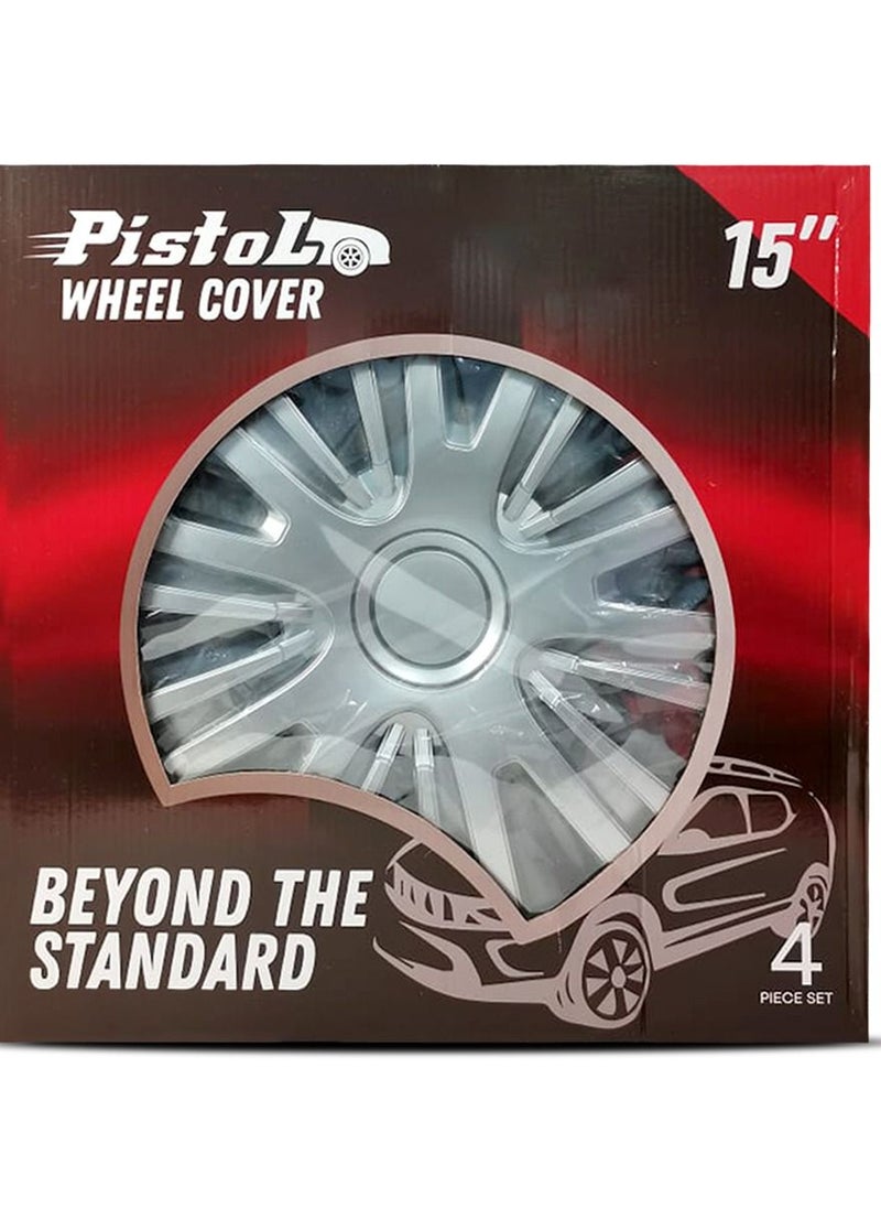 Pistol 15 Inch Hubcaps Set of 4PC Automotive Hub Caps with Universal Snap-On Retention Rings Pistol Wheel Cover Kit,  - Image 3