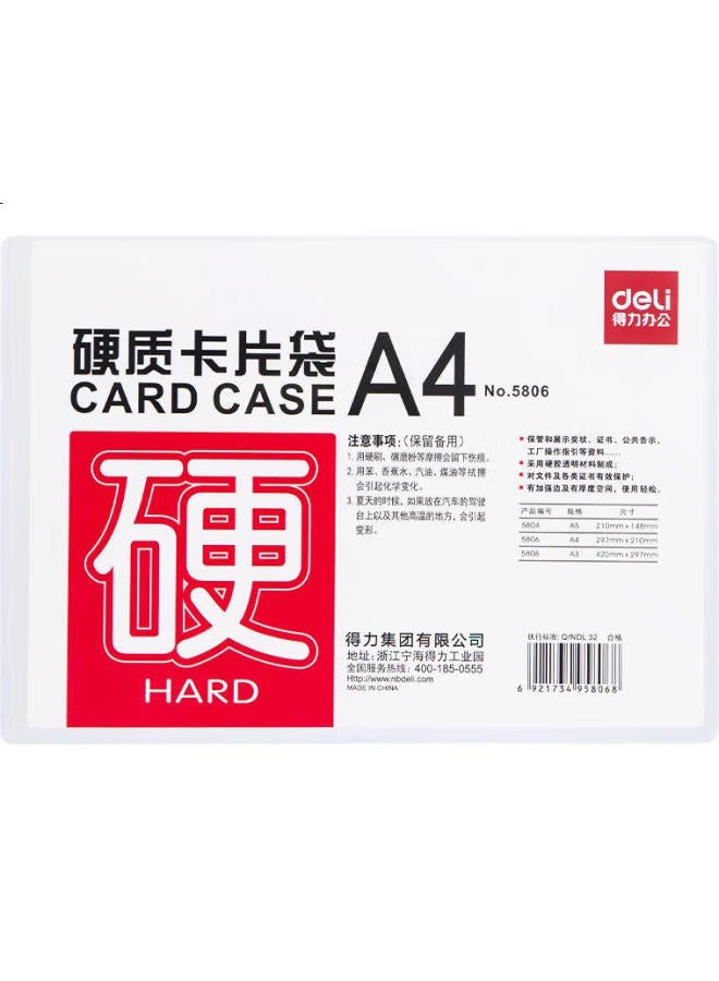 Deli A4 Transparent Hard Plastic Sleeve, Card Holder, Document Cover, Display Frame, Pvc Id Plastic Sleeve, Paper Protector, Material Display Bag 5806 - Image 3