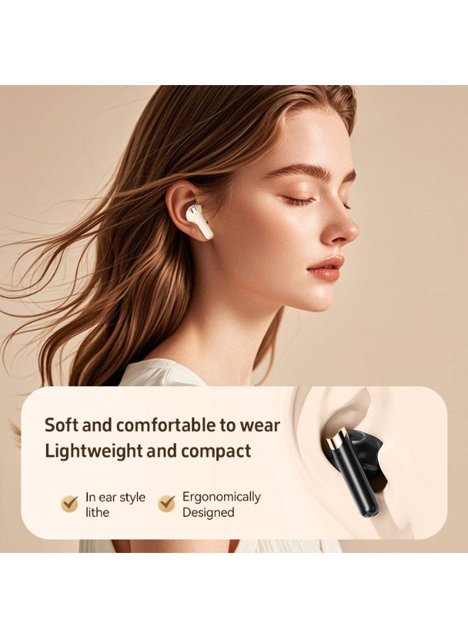 جليرو سماعات أذن لاسلكية (Earbuds) بتقنية Bluetooth 5.4، صوت ستيريو HiFi، تشغيل لمدة 50 ساعة، شاشة رقمية LED، مزودة بخاصية إلغاء الضوضاء (ENC)، ​​مقاومة للماء بمعيار IPX7 - مثالية للصالة الرياضية/الجري/العمل (اللون البيج) - Image 4
