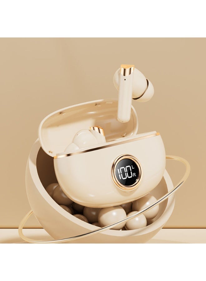 جليرو سماعات أذن لاسلكية (Earbuds) بتقنية Bluetooth 5.4، صوت ستيريو HiFi، تشغيل لمدة 50 ساعة، شاشة رقمية LED، مزودة بخاصية إلغاء الضوضاء (ENC)، ​​مقاومة للماء بمعيار IPX7 - مثالية للصالة الرياضية/الجري/العمل (اللون البيج) - Image 2